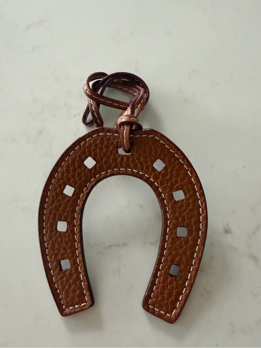 Brown Leather Horseshoe Keychain Charm